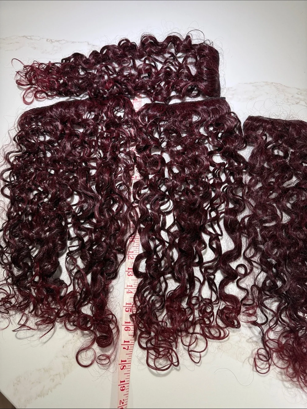 HAIR, 18” Wavy/Curly Lace Clip In Extensions(4) Burgundy/Wine/Red